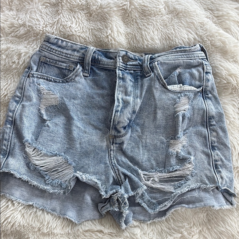 Hollister Blue Jean Shorts Distressed